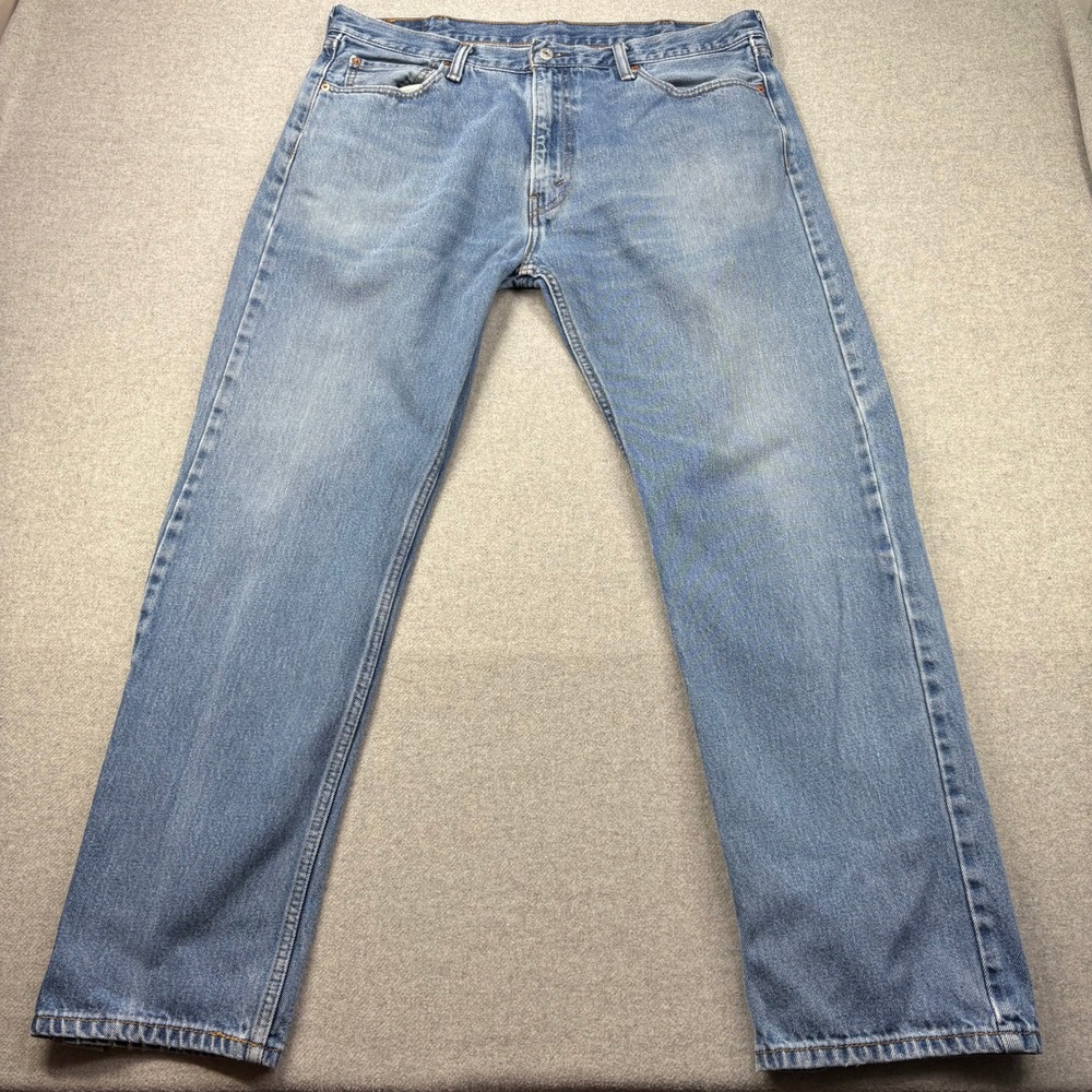 Levi's 505 Jeans Mens 40x30 Light Wash Straight Leg Denim Thigh & Wallet Fade